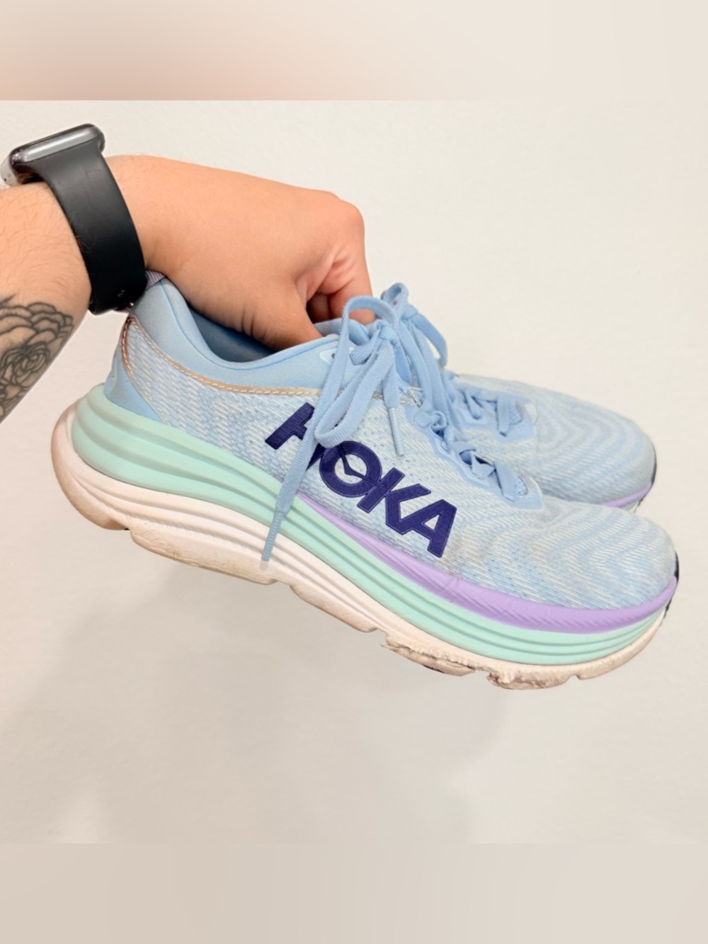 Hoka One One Women's Light Blue Mint Purple Running Shoes - Picture 2 of 9